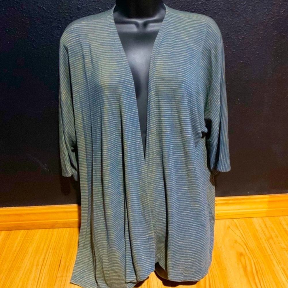 LuLaRoe Green & Gold Striped Cardigan - Size Small